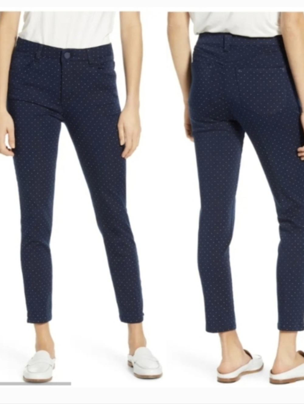 Wit & Wisdom Navy Polka Dot Skinny Jeans Size 2